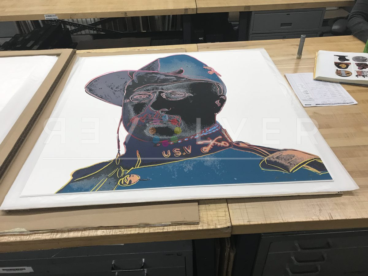 The teddy roosevelt 385 screenprint out of frame by Andy Warhol