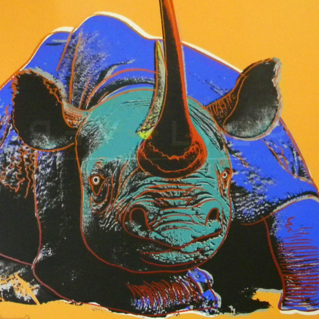Andy Warhol Black Rhinoceros 301 screenprint with revolver watermark.
