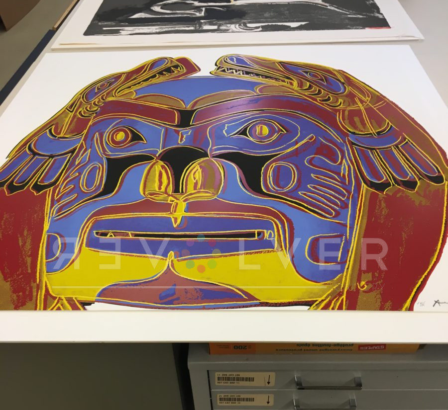 Northwest coast Mask 380 by Andy Warhol out fo frame.