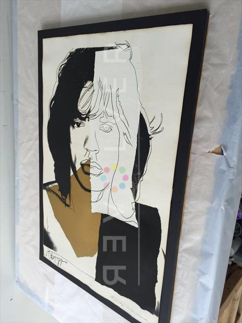 The Mick Jagger 146 screen print outside of the frame.