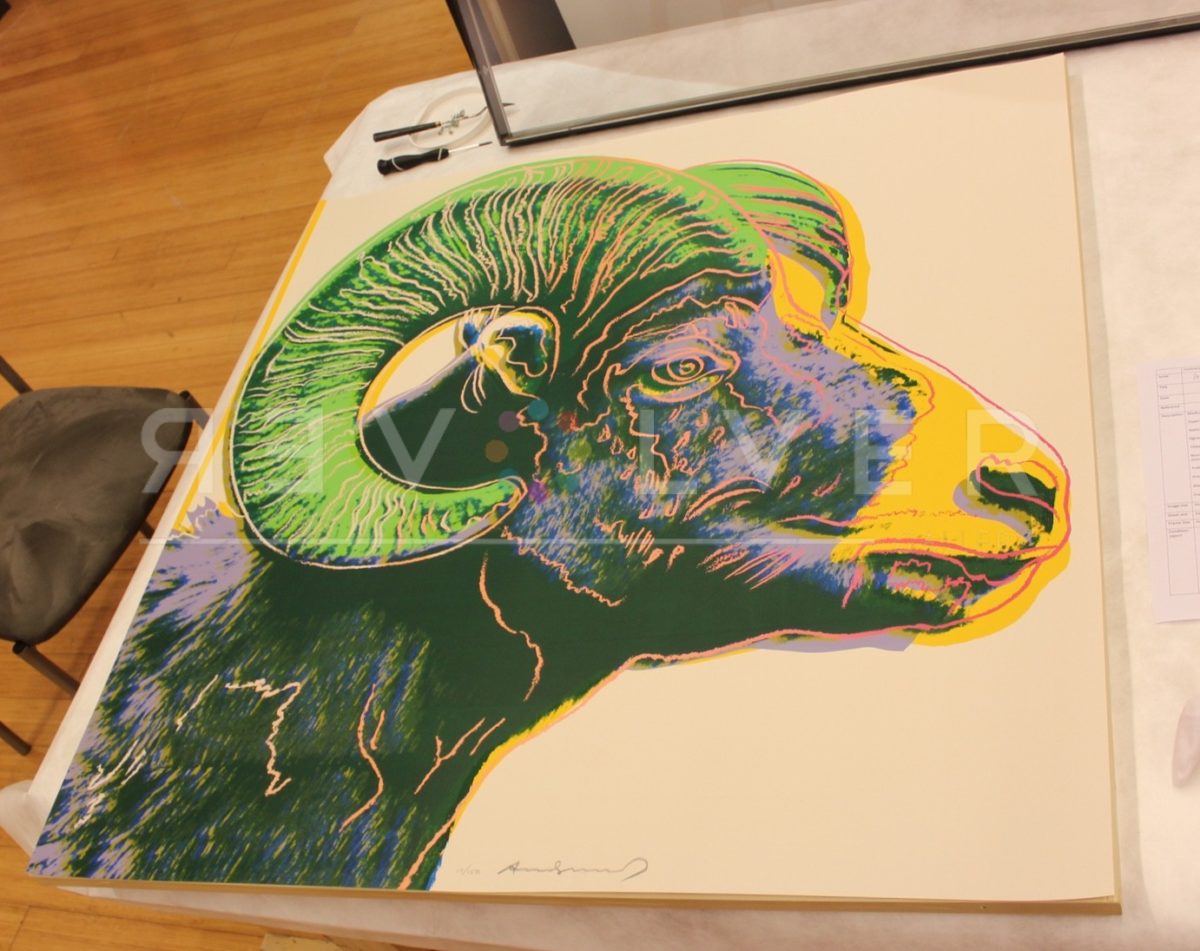 Andy Warhol Bighorn Ram 302 out of frame.