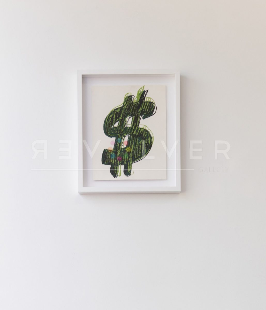 Dollar Sign 278 screenprint framed and hanging on the wall.
