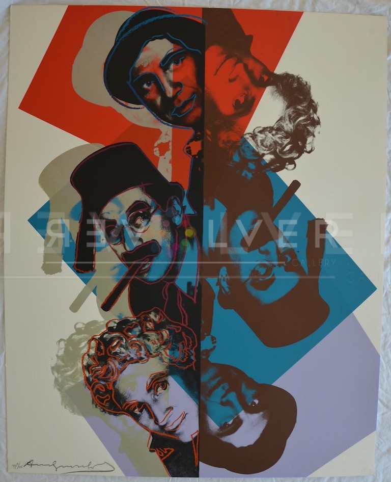 Andy Warhol Marx Brothers 232 screenprint out of frame.