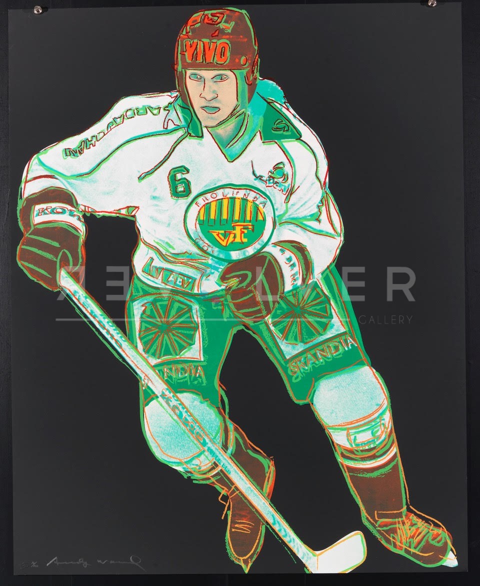 Andy Warhol Frolunda Hockey Player 366 screenprint out of frame.