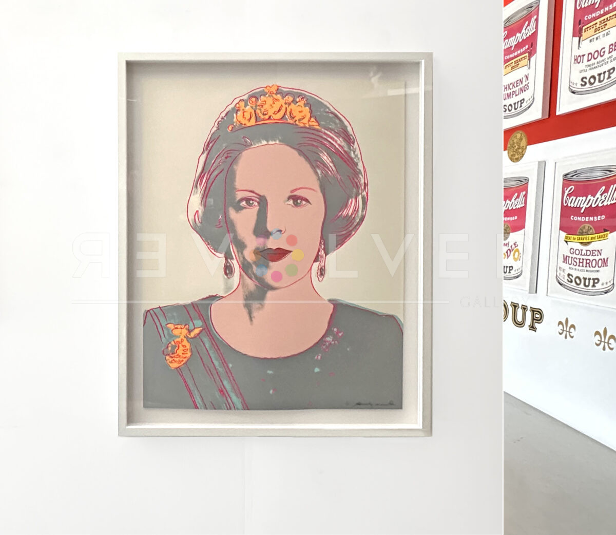 Queen Beatrix 339 by Andy Warhol hanging at Revolver Gallery