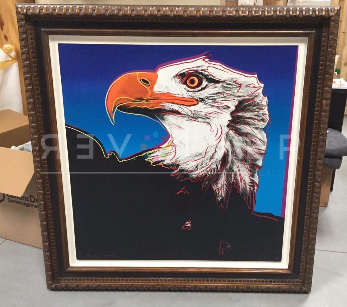 Andy Warhol Bald Eagle 296 screenprint in frame.
