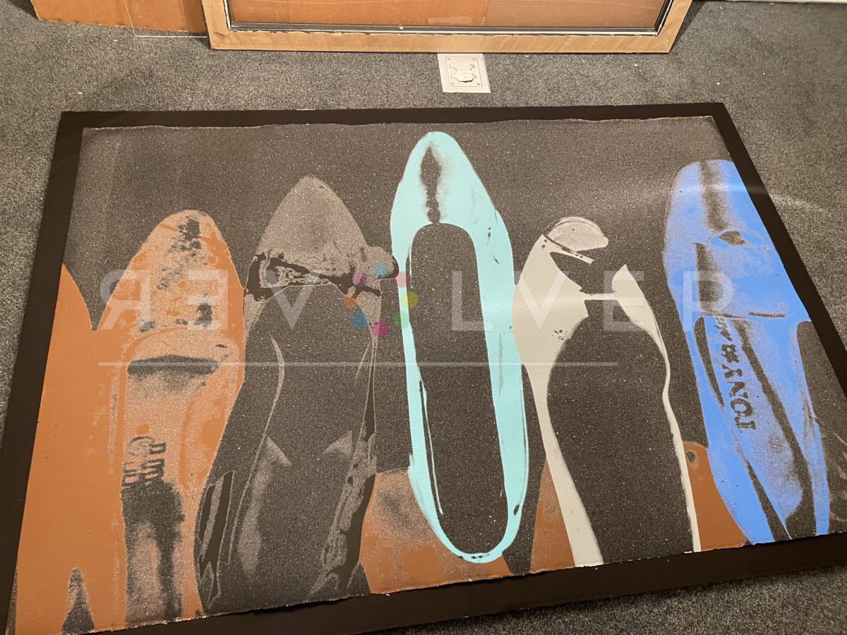 Warhol's shoes 257 screenprint out of frame