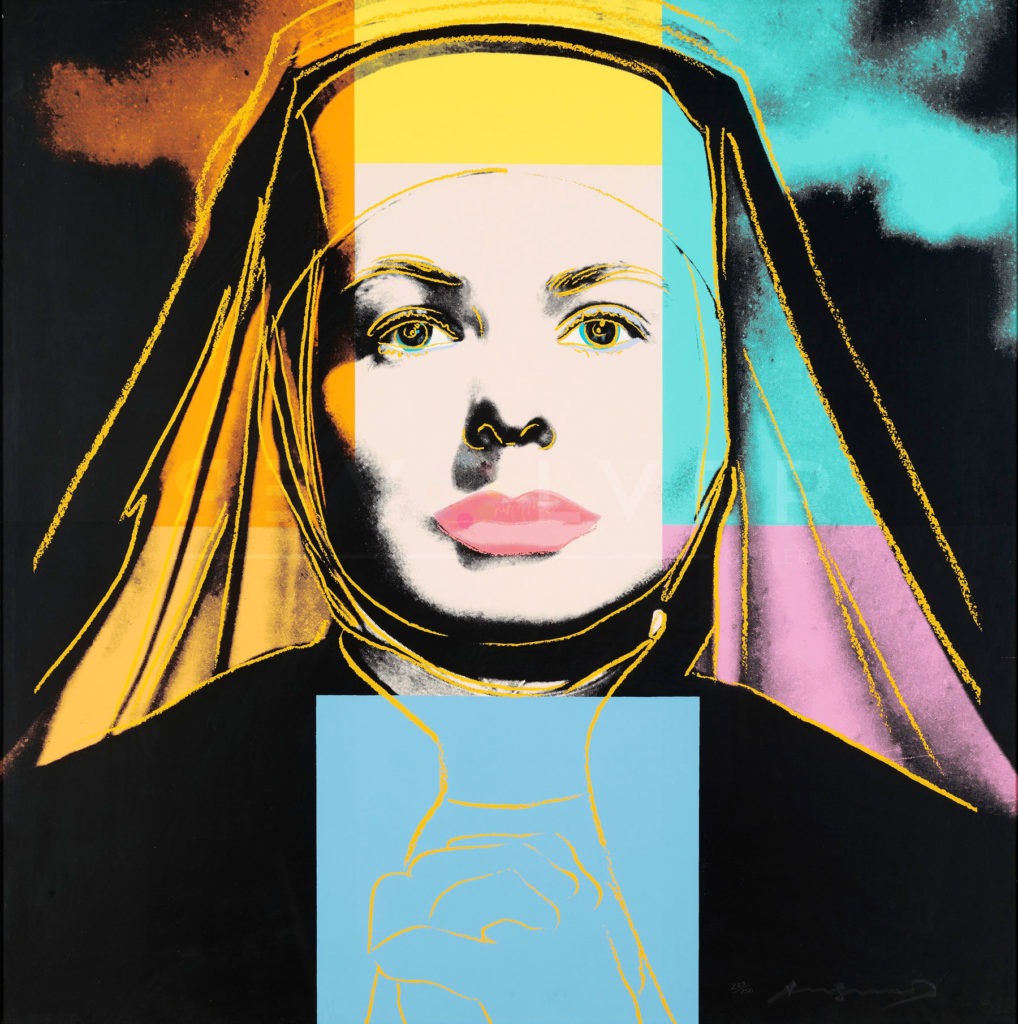 Andy Warhol Ingrid Bergman The Nun 314, stock photo of the screenprint.