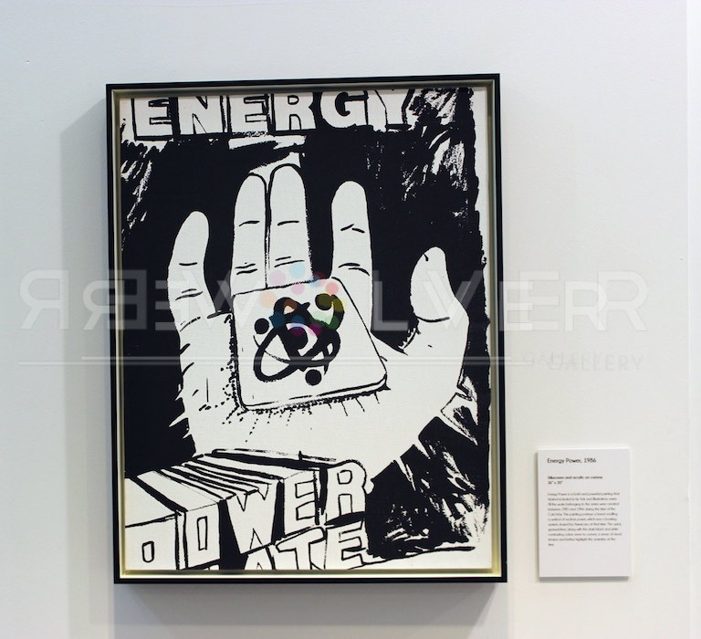 Energy Power screenprint by Andy Warhol framed and hanging on the gallery wall.