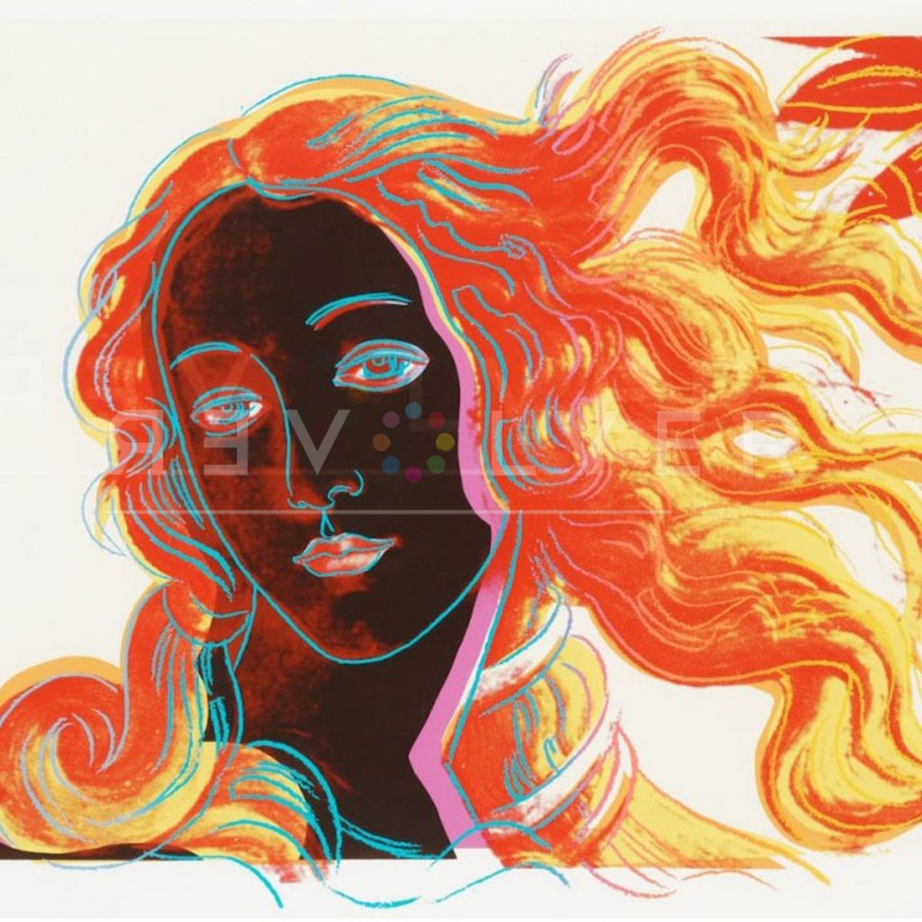Andy Warhol Birth of Venus 318 screenprint. Square image showing the center focus of the artwork
