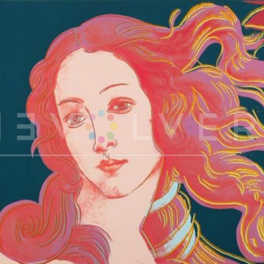 Andy Warhol Birth of Venus 316, square photo of the screenprint showing the main focus of the artwork.