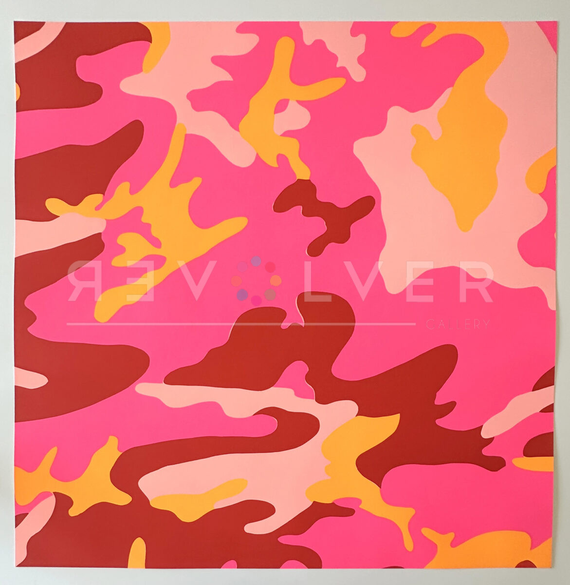 Camouflage 408 by Andy Warhol outside of a frame