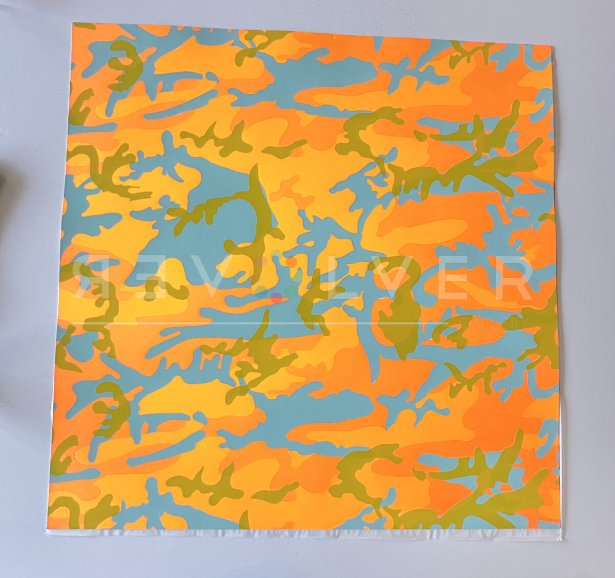 Camouflage 413 by Andy Warhol outside of a frame