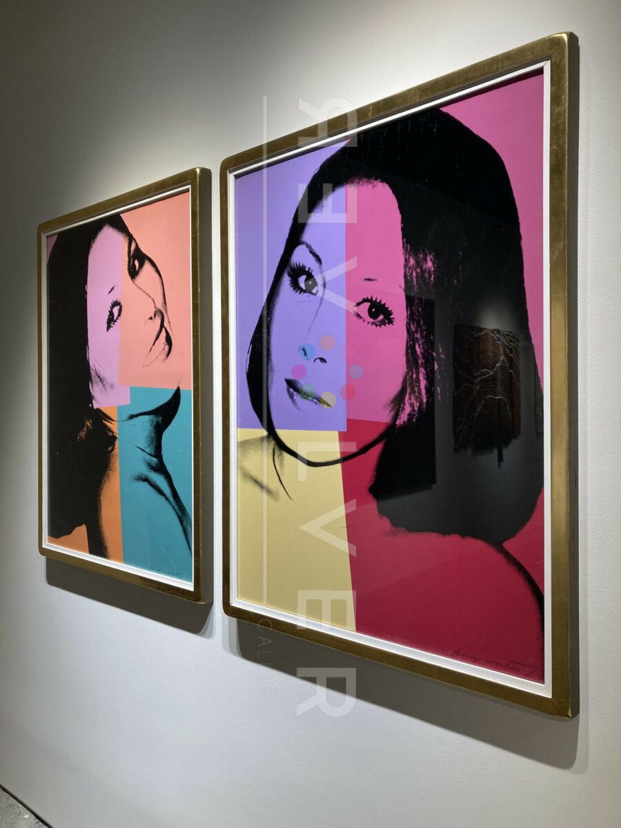 Both Sachiko prints by Andy Warhol framed on the wall.