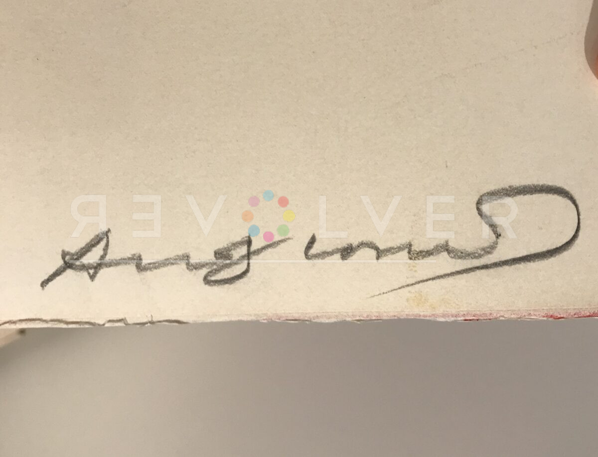 Andy Warhol's signature on the back of the Shadows I 205 screen print
