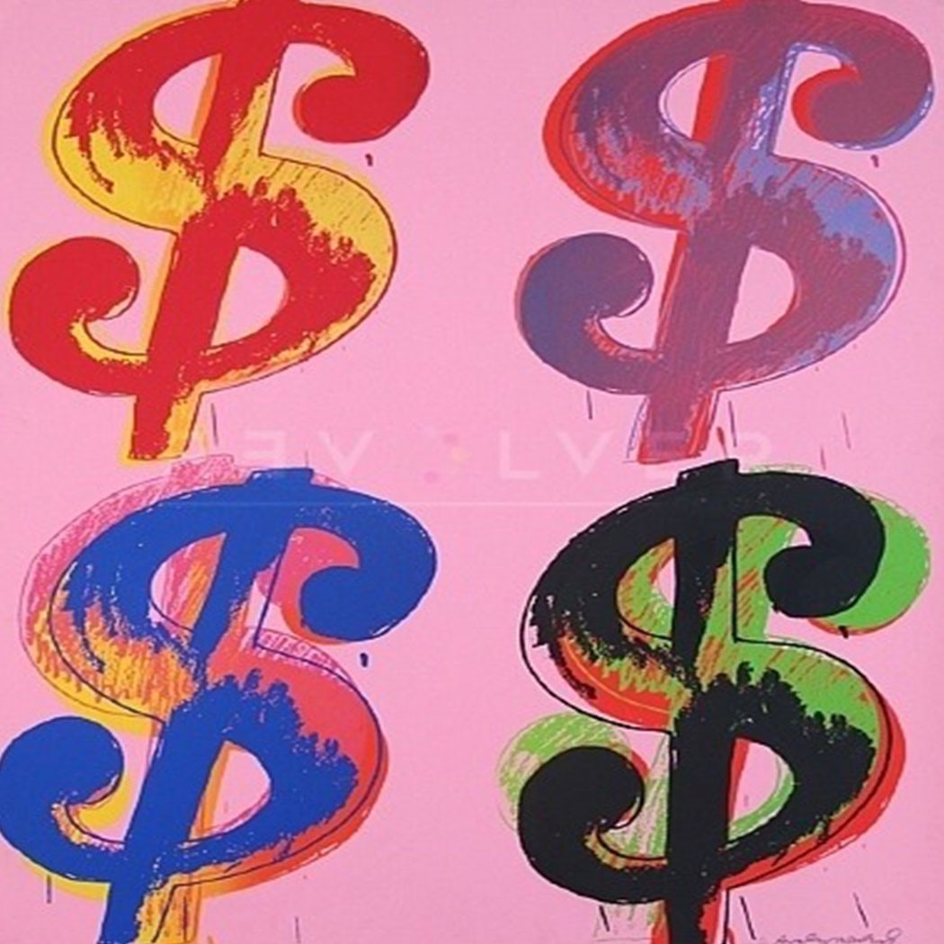 Cropped square image of Andy Warhol Dollar Sign (4) 281 (Pink)