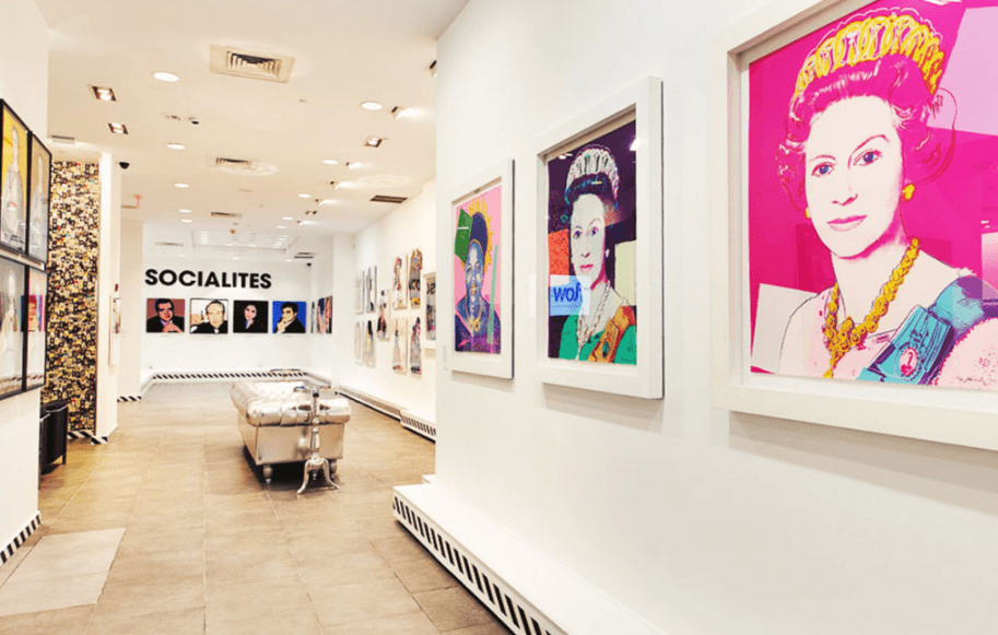 Screenprints of Andy Warhol's Reigning Queens series at Andy Warhol Revisited.