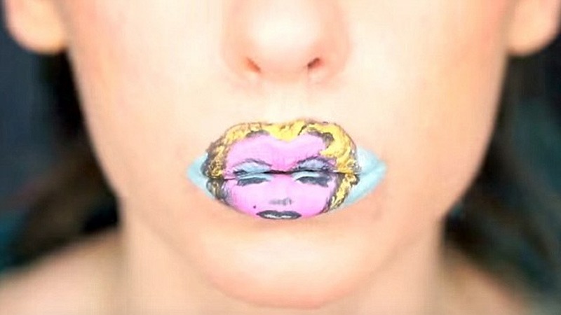 Andy Warhol Marilyn Art recreated on lips