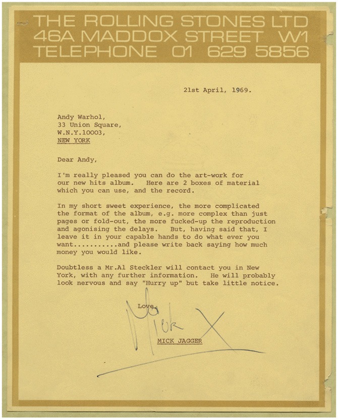 Jagger's Letter to Warhol