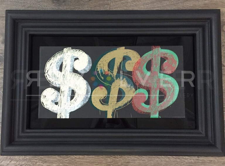 Andy Warhol Triple Dollar sign framed.