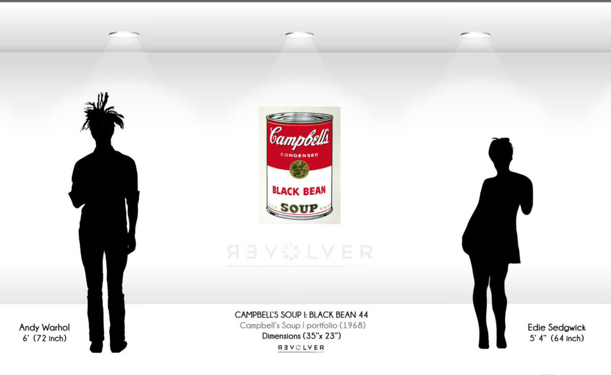 Size comparison image for the Campbell's Soup I: Black Bean 44 print by Andy Warhol.