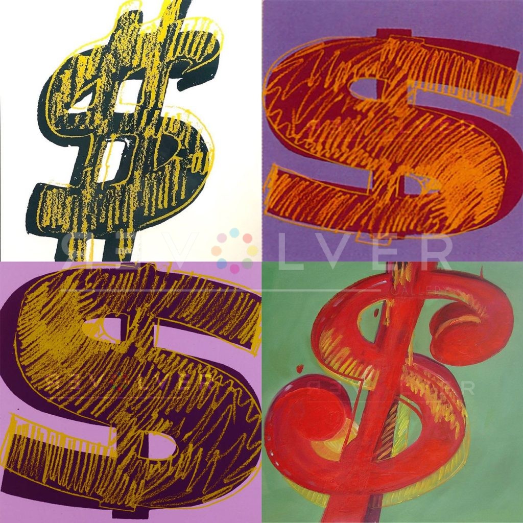 Andy Warhol Dollar Sign (1) Complete Portfolio. All four prints from the series published in 1982.