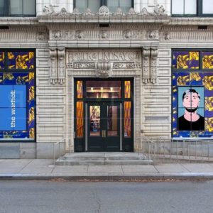 Front doors of the Warhol Museum celebrating its 25th anniversary.