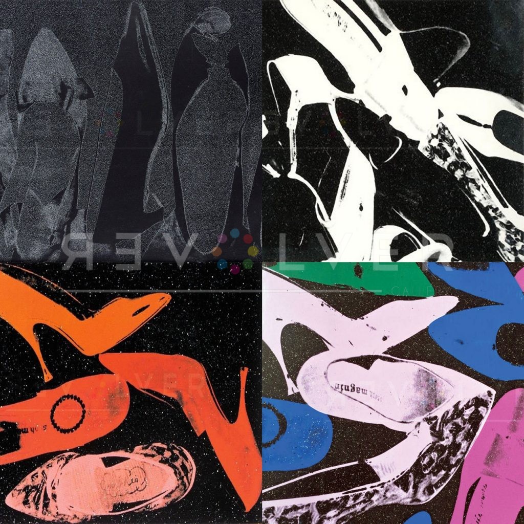 Four screenprints from Andy Warhol's Shoes portfolio.