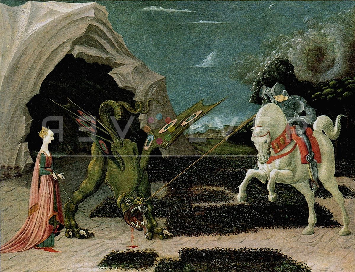 The original St George and the Dragon painting that inspired Warhol.