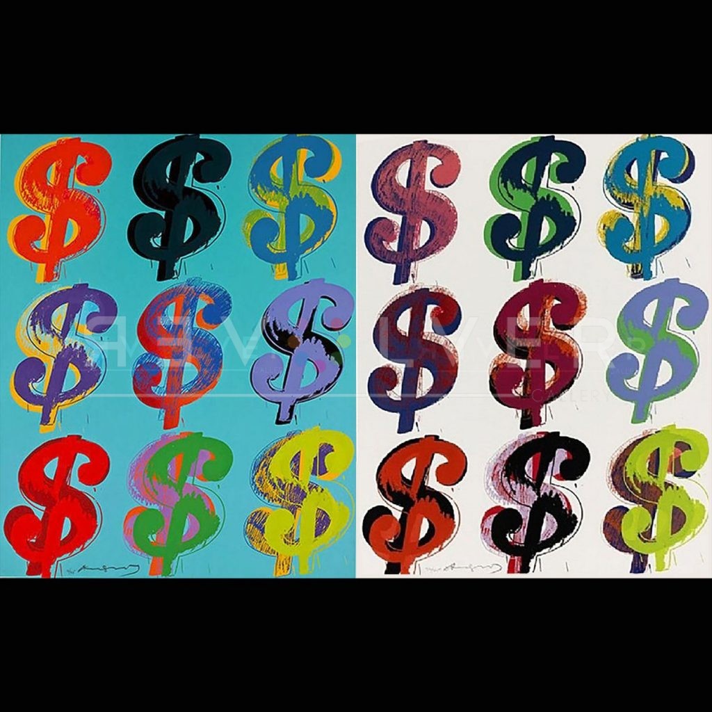 Andy Warhol Dollar Sign (9) Complete Portfolio stock image with Revolver gallery watermark.