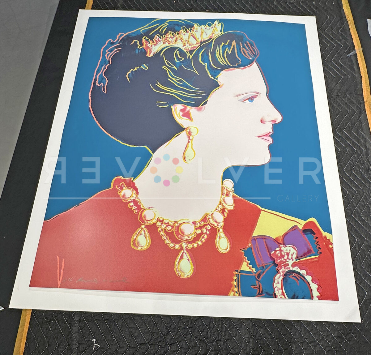 Queen Margrethe 343 (Royal Edition) by Andy Warhol out of a frame