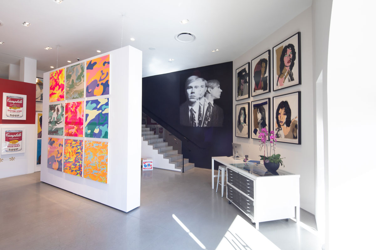 Revolver Gallery, inside, front desk, Camouflage, Andy Warhol, Mick Jagger, on Sunset Blvd.