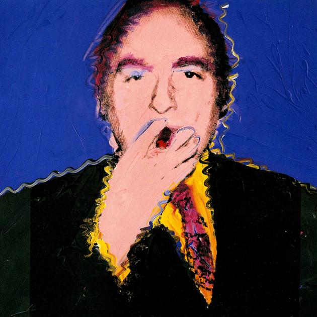 Warhol's illustration of Ivan Karp smoking a cigar.