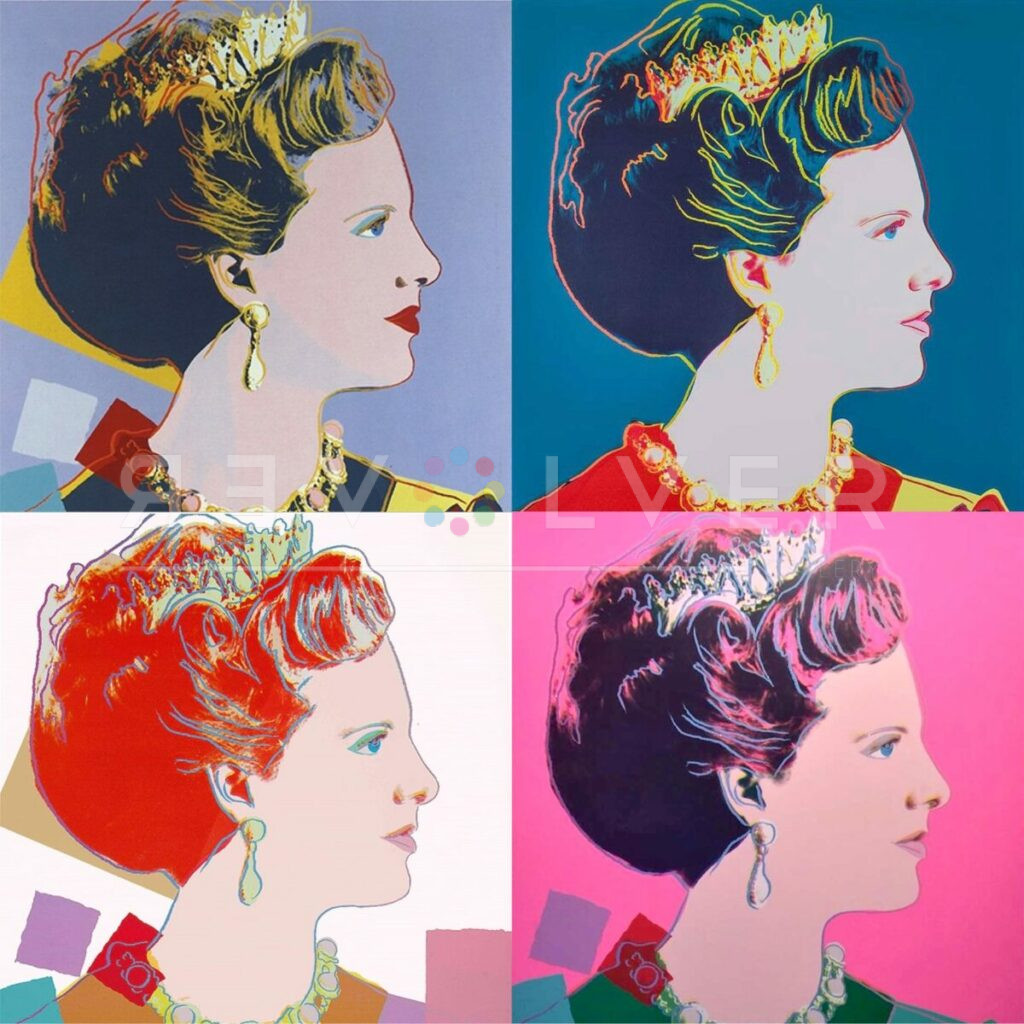All four Queen Margrethe prints from Andy Warhol's Reigning Queens series.