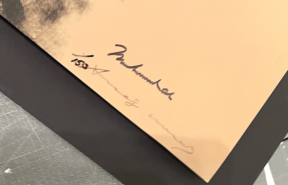Ali and Andy Warhol's signature on the Muhammad Ali 180 print