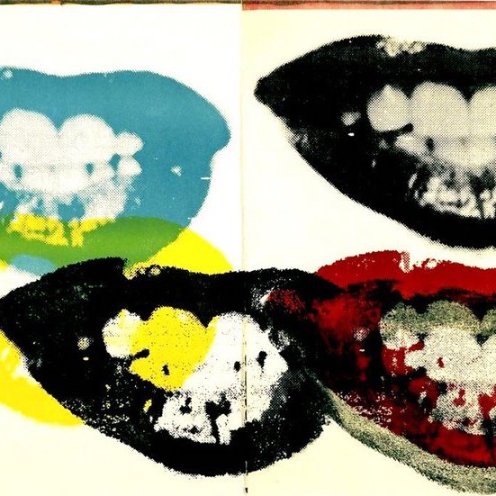 Close up of Andy Warhol's I Love Your Kiss Forever artwork.