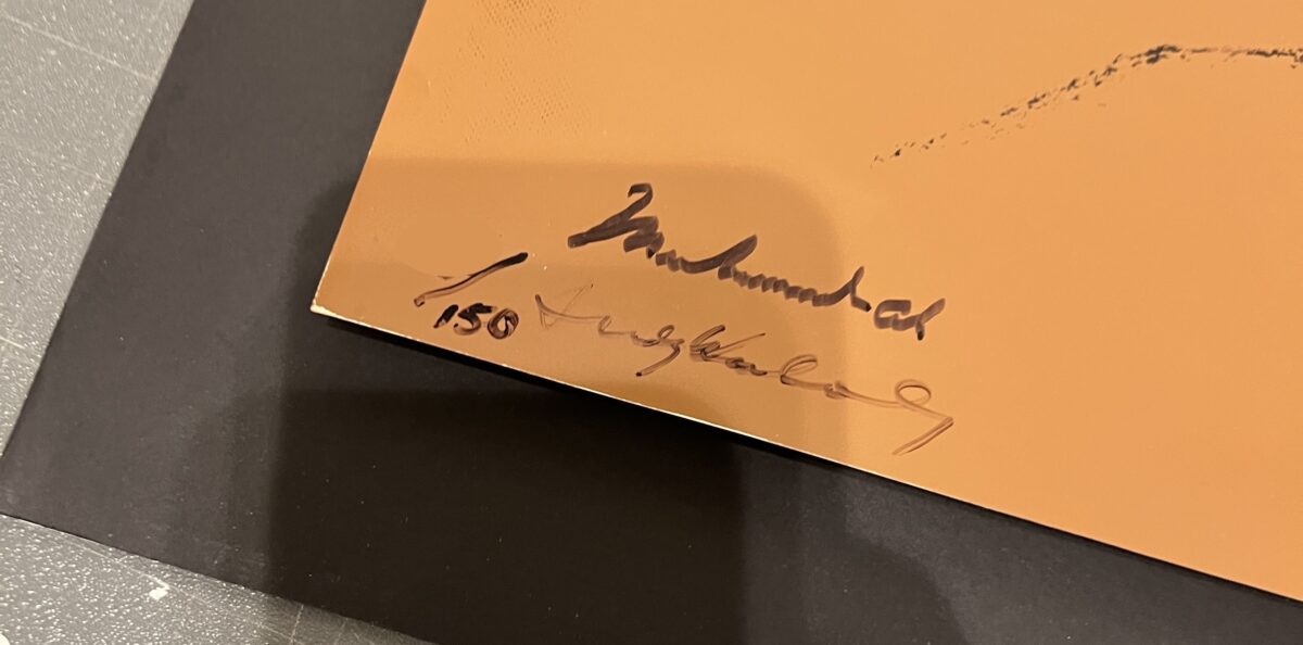 Ali and Andy Warhol's signature on the Muhammad Ali 179 print