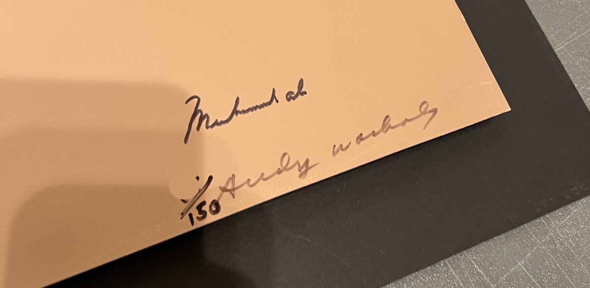 Ali and Andy Warhol's signature on the Muhammad Ali 181 print