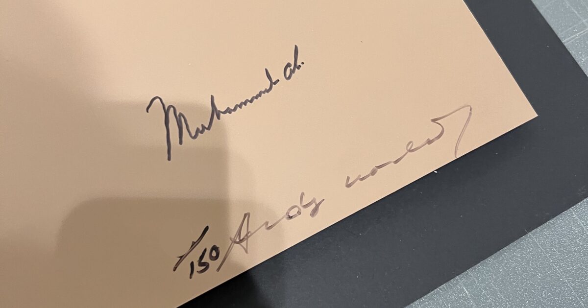 Ali and Andy Warhol's signature on the Muhammad Ali 182 print