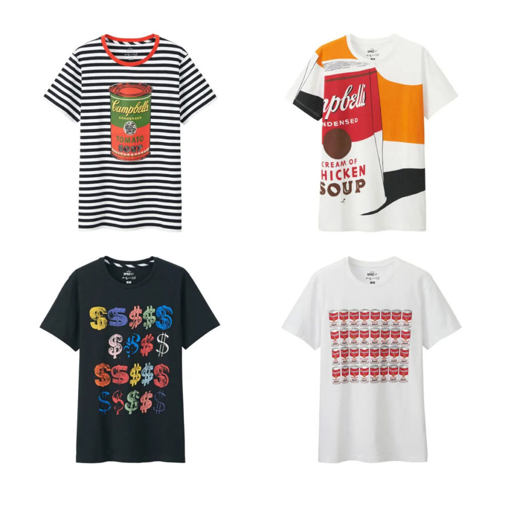 4 t shirts from the Uniqlo Collaboration with the Andy Warhol Foundation