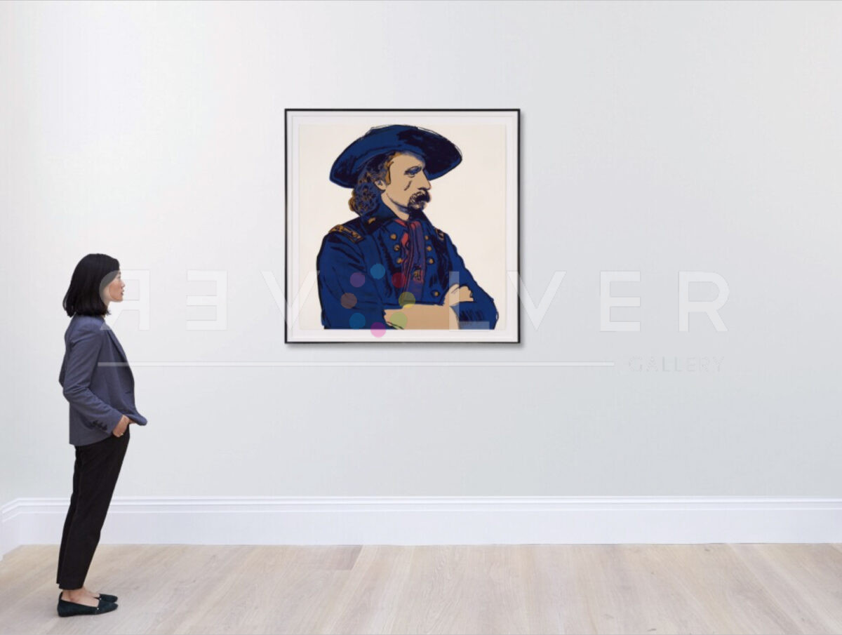 General Custer Trial Proof by Andy Warhol in a gallery setting